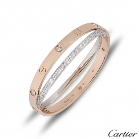 Cartier Love Bracelet Pink?& White Gold Diamonds?Size 18 N6039218